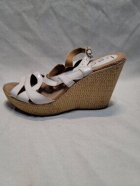 BOC Born Concept White Strappy Wedge Sandals Size 8